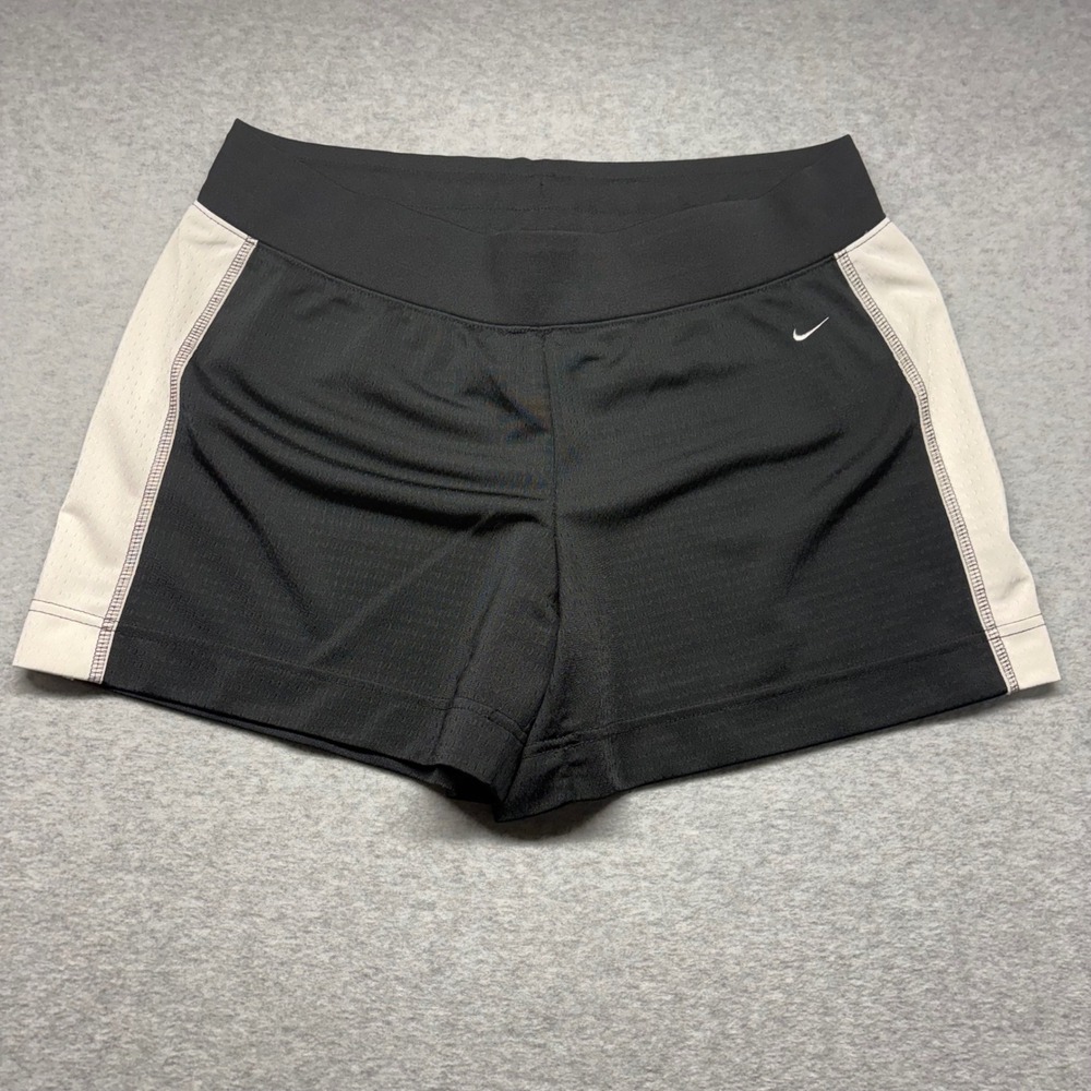Nike Womens Black White Mesh Athletic Training Shorts Size Large L 12-14 Sporty